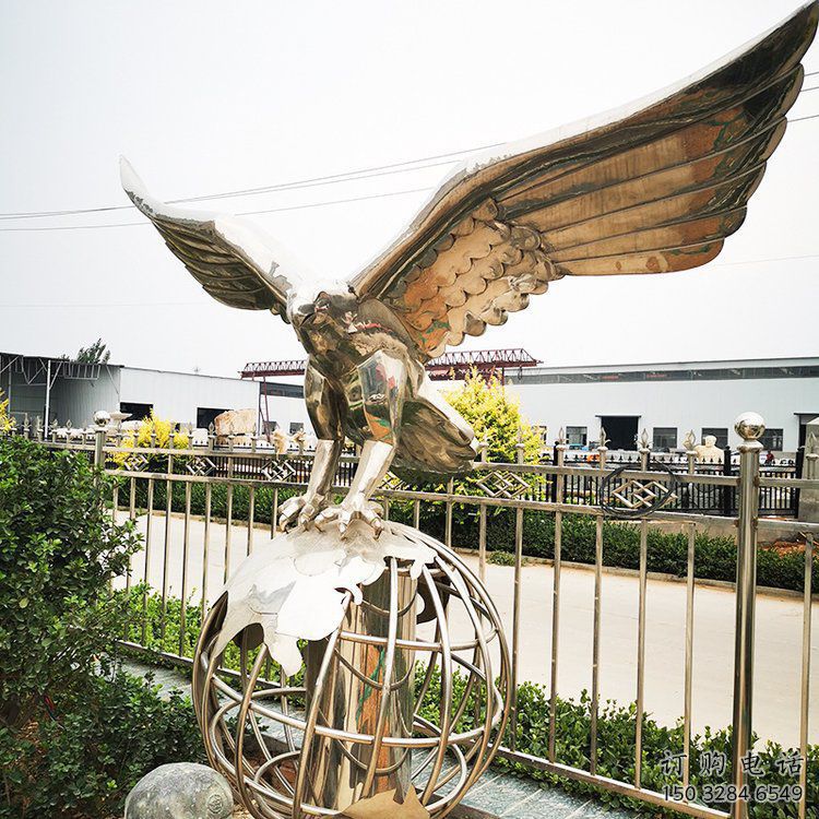 幾何老鷹雕塑廠家 中式廣場擺件 草地切面老鷹雕塑