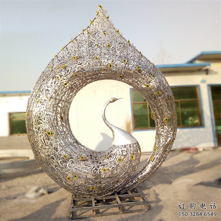 鏤空孔雀雕塑廠家 現(xiàn)代抽象擺件 戶外切面孔雀雕塑