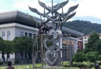 鍛造大雁雕塑廠家 抽象噴漆擺件 廣場(chǎng)啞光大雁雕塑