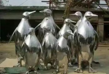 街道企鵝雕塑廠家 創意村口小品 酒店拉絲企鵝雕塑