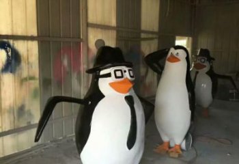 商場企鵝雕塑廠家 中式室內小品 酒店拉絲企鵝雕塑
