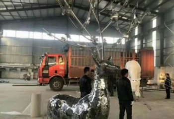 公園麋鹿雕塑廠家 中式鏡面小品 風(fēng)景區(qū)抽象麋鹿雕塑
