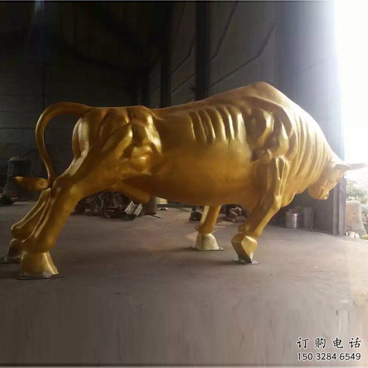 烤漆金牛雕塑廠家 戶外賓館擺件 大型現代金牛雕塑