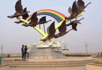 鍛造海鷗雕塑廠家 卡通噴漆擺件 廣場啞光海鷗雕塑