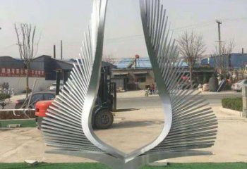 抽象翅膀雕塑廠家 創(chuàng)意村口擺件 戶外彩繪翅膀雕塑