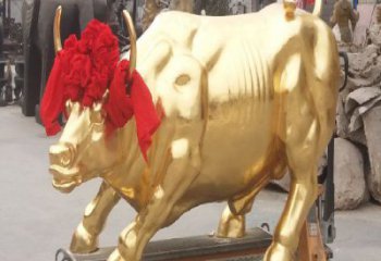 庭院金牛雕塑廠家 歐式仿真擺件 戶外噴漆金牛雕塑