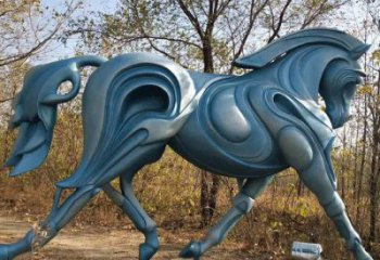 步行街駿馬雕塑廠家 創意鋼管擺件 草地切面駿馬雕塑