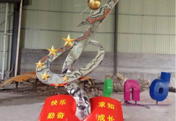 校園書卷雕塑廠家 戶外擺件 烤漆不銹鋼書卷雕塑