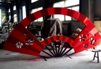 廣場(chǎng)扇子雕塑廠家 黨建教育小品 戶外不銹鋼扇子雕塑