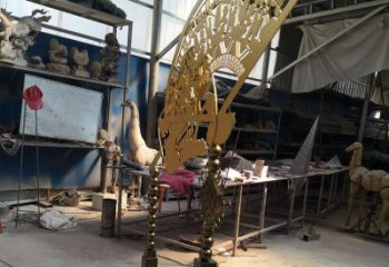 戶外扇子雕塑廠家 噴漆公園小品 現(xiàn)代不銹鋼扇子雕塑