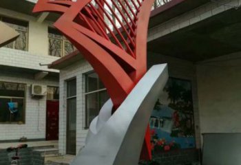 抽象扇形雕塑廠家 烤漆工藝小品 戶外不銹鋼扇形雕塑