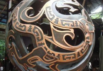 房地產圓球雕塑廠家 剪影鏤空擺件 鍛造不銹鋼圓球雕塑