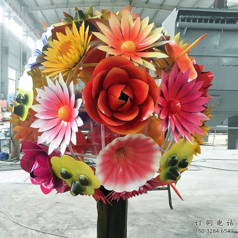 商業(yè)街花球雕塑廠家 烤漆工藝擺件 戶外不銹鋼花球雕塑