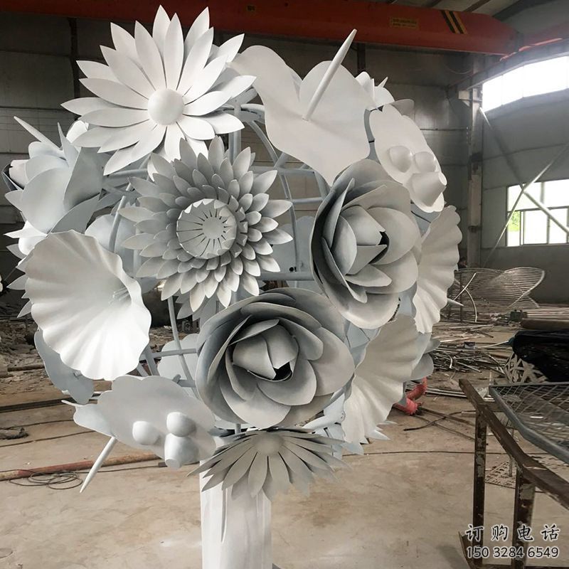 戶外花球雕塑廠家 噴漆廣場小品 大型不銹鋼花球雕塑