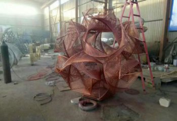 拉絲球狀雕塑廠家 鏤空創意擺件 大型不銹鋼球狀雕塑