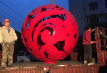 大型商場球狀雕塑廠家 鏤空創意擺件 烤漆不銹鋼球狀雕塑