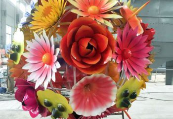 商業(yè)街花球雕塑廠家 烤漆工藝擺件 戶外不銹鋼花球雕塑