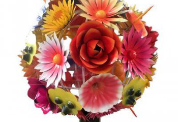 街頭花球雕塑廠家 大型別墅區擺件  烤漆不銹鋼花球雕塑