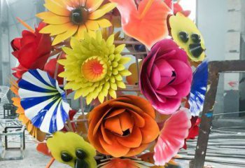 步行街花球雕塑廠家 戶外游樂場小品 鑄造不銹鋼花球雕塑