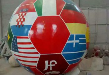 烤漆足球雕塑廠家  現代體育小品  戶外不銹鋼足球雕塑