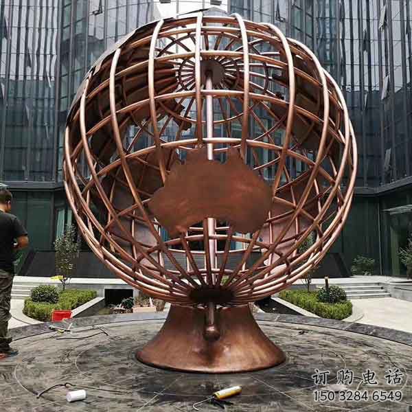 游樂場地球儀雕塑廠家 現代擺件 噴漆不銹鋼地球儀雕塑
