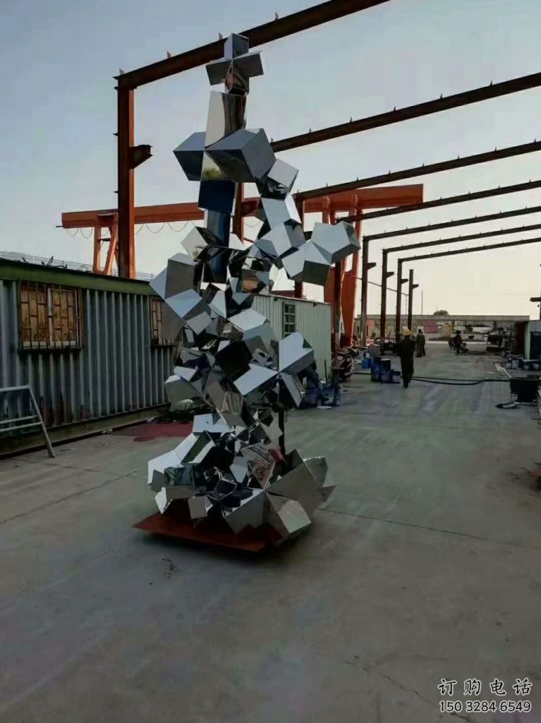 企業(yè)石塊雕塑廠家 鏡面創(chuàng)意小品 歐式不銹鋼石塊雕塑