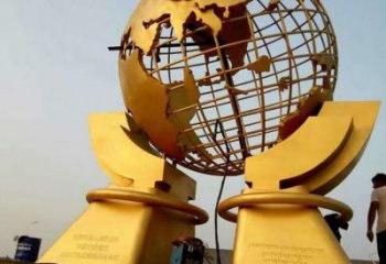 別墅區地球儀雕塑廠家 大型別墅區擺件 不銹鋼地球儀雕塑