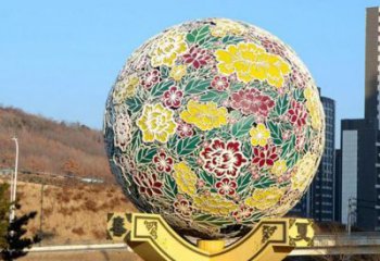 公園花球雕塑廠家 烤漆戶外擺件 黨建不銹鋼花球雕塑