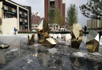 步行街石塊雕塑廠家 現代創意小品 戶外不銹鋼石塊雕塑