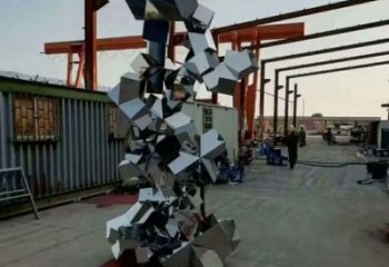 企業(yè)石塊雕塑廠家 鏡面創(chuàng)意小品 歐式不銹鋼石塊雕塑