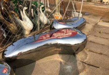 創意鵝卵石雕塑廠家 鏡面異形小品 公園不銹鋼鵝卵石雕塑