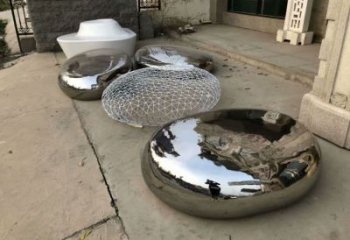 大型鵝卵石雕塑廠家 鍛造發(fā)光小品 現(xiàn)代不銹鋼鵝卵石雕塑