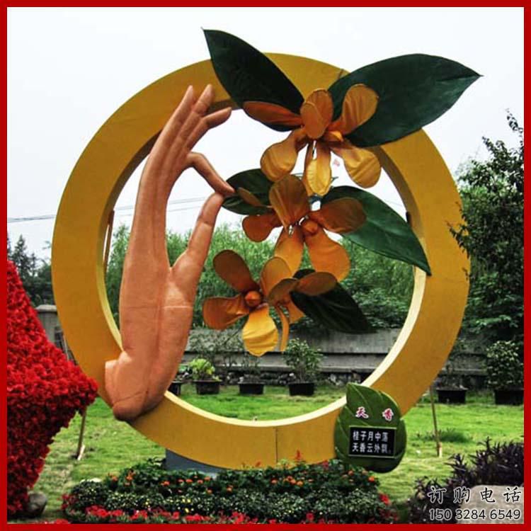 彩繪拈花指雕塑廠家 公園擺件 街頭不銹鋼拈花指雕塑
