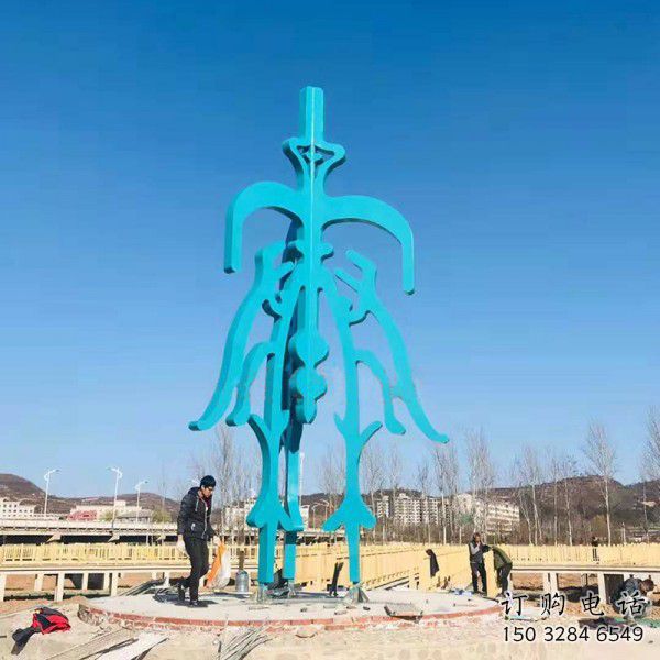 大型商場甲骨文雕塑廠家 鏤空創(chuàng)意擺件 現(xiàn)代不銹鋼甲骨文雕塑