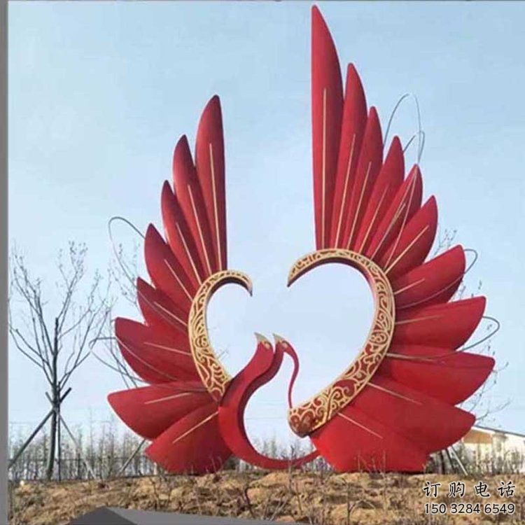 烤漆鳳凰雕塑廠家 現(xiàn)代創(chuàng)意小品 商業(yè)街不銹鋼鳳凰雕塑