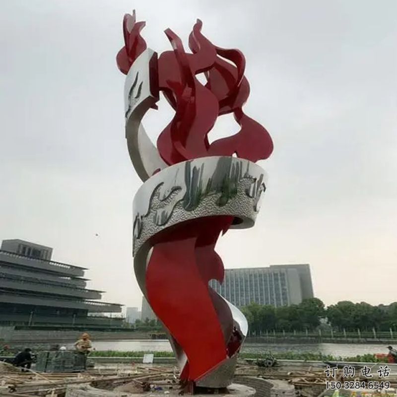 戶外火焰雕塑廠家 創意噴漆小品  大型不銹鋼火焰雕塑