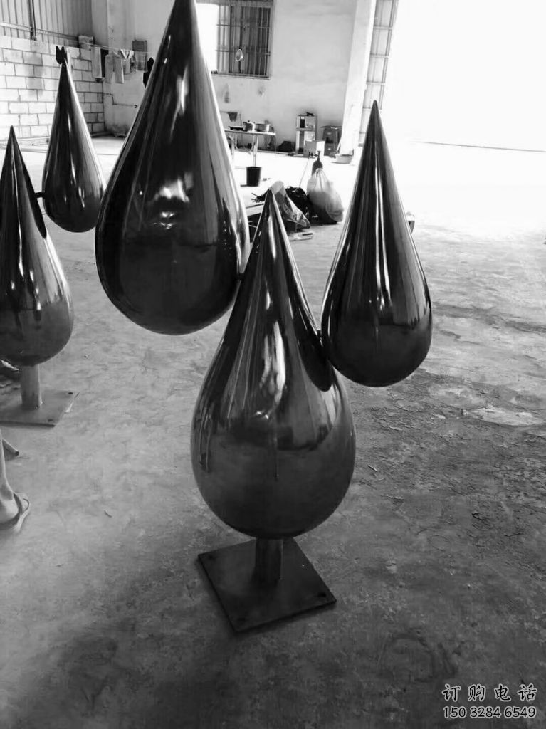 鏡面水珠雕塑廠家 創(chuàng)意擺件 大型不銹鋼水珠雕塑