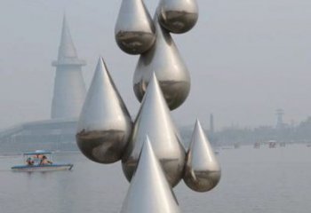 街頭水珠雕塑廠家 大型鏡面擺件 戶外不銹鋼水珠雕塑