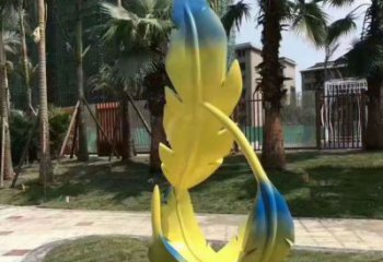 彩繪羽毛雕塑廠家 創意烤漆擺件 街頭不銹鋼羽毛雕塑