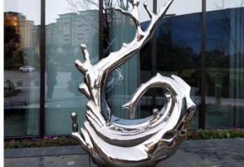 水景海浪雕塑廠家 現代鏡面小品 創意不銹鋼海浪雕塑制作