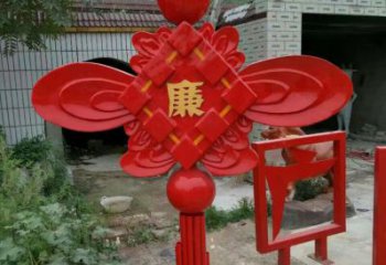 大型中國結雕塑廠家 烤漆小品 企業不銹鋼中國結雕塑生產