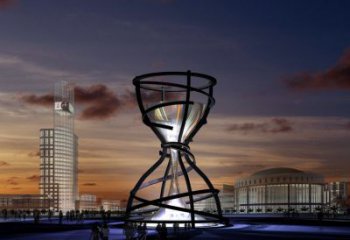 幾何沙漏雕塑廠家 歐式小品 鏤空公園沙漏雕塑生產