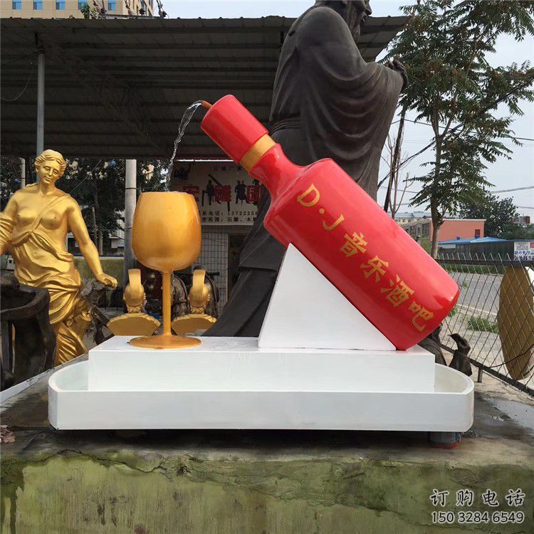 水景酒瓶雕塑廠家 彩繪小品 現(xiàn)代不銹鋼酒瓶雕塑