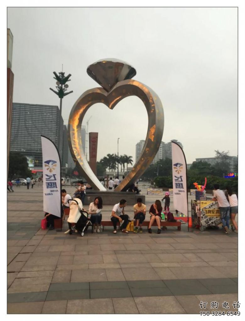 歐式鉆戒雕塑廠家 抽象擺件 廣場不銹鋼鉆戒雕塑