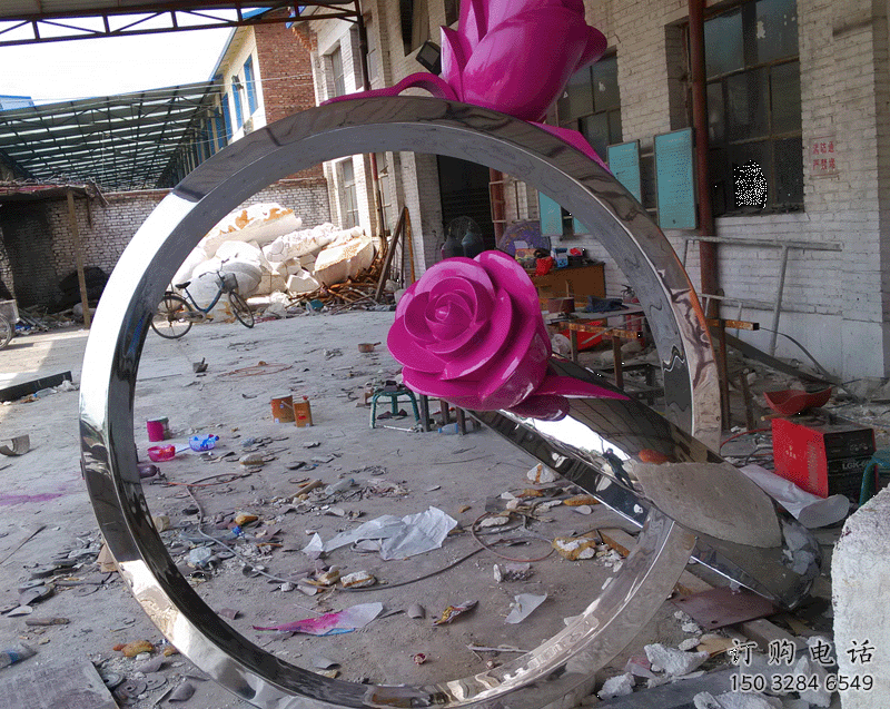 創(chuàng)意指環(huán)雕塑廠家 歐式小品 公園不銹鋼指環(huán)雕塑