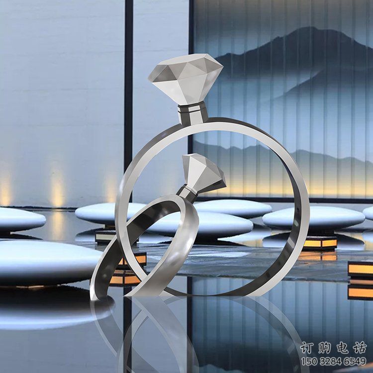 現代戒指雕塑廠家 大型別墅區擺件 歐式不銹鋼戒指雕塑