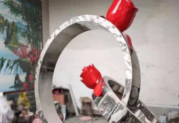 噴漆指環雕塑廠家 中式村口小品 鏡面不銹鋼指環雕塑