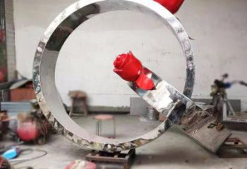 公園戒指雕塑廠家 戶外擺件 大型不銹鋼戒指雕塑