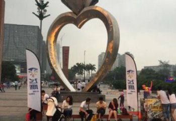 園林戒指雕塑廠家 鏡面小品 中式不銹鋼戒指雕塑