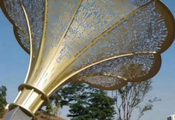 現代喇叭雕塑廠家 大型別墅區擺件 創意不銹鋼喇叭雕塑